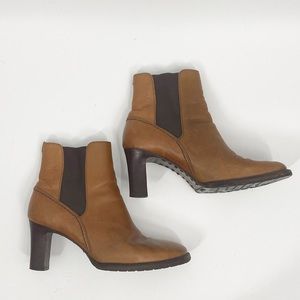COLE HAAN Cognac Brown Leather Ankle Boots 10